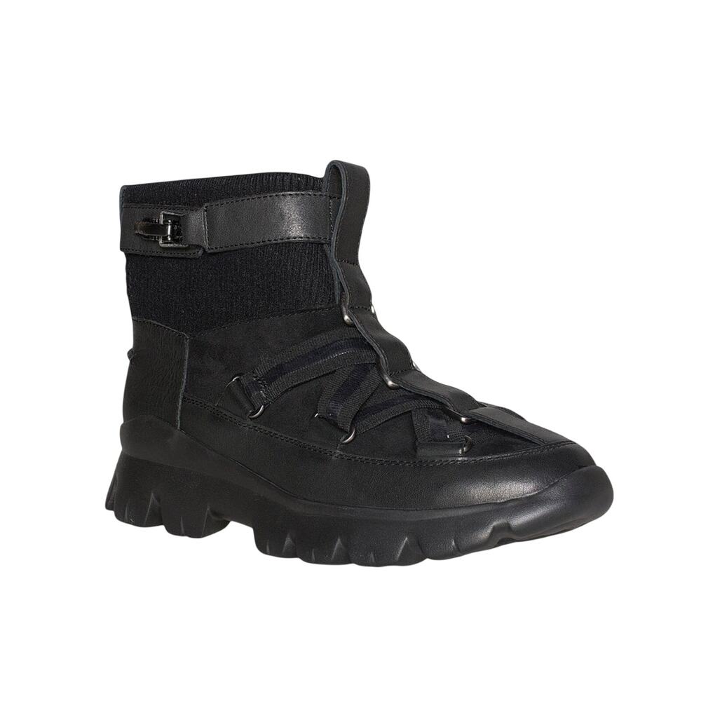 UGG Lakes & Lights Black Leather Fur Sneaker Shoes Size 11